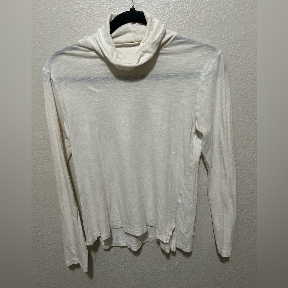 Madewell Whisper Cotton Turtleneck Tee Size Small Cream/ Off White
